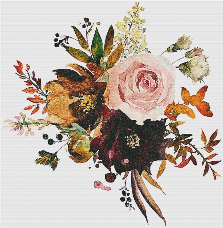 Spicy Cedar Floral Arrangement - X Squared Cross Stitch