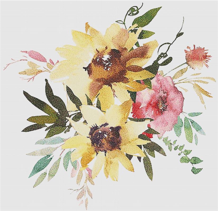 Summer Garden Floral Arrangement - X Squared Cross Stitch