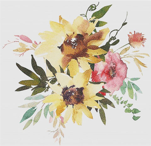 Summer Garden Floral Arrangement - X Squared Cross Stitch