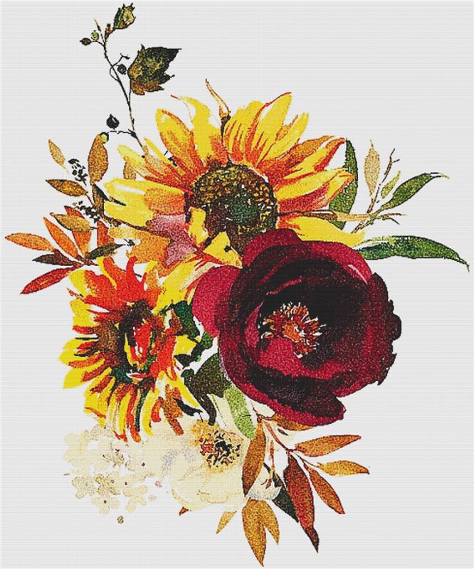 Sun And Wine Floral Arrangement - X Squared Cross Stitch