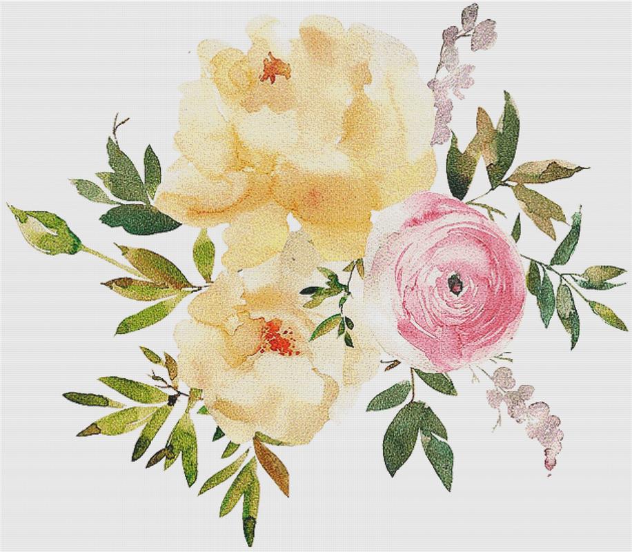 Tea Rose Arrangement - X Squared Cross Stitch