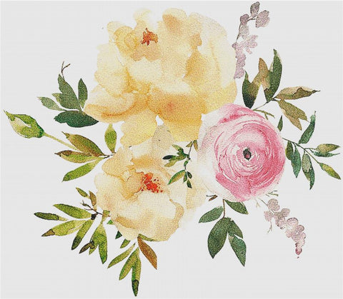 Tea Rose Arrangement - X Squared Cross Stitch