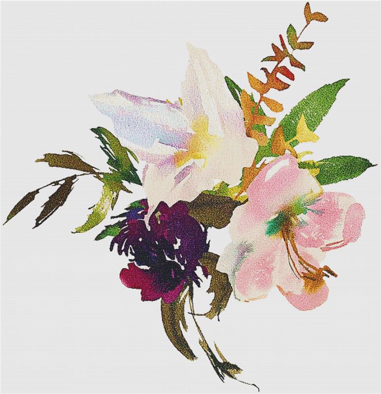 Tropical Lush Floral Arrangement - X Squared Cross Stitch