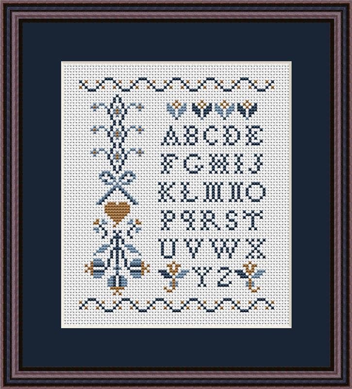 Blue Alphabet Sampler 1 - Happiness Is  HeartMade