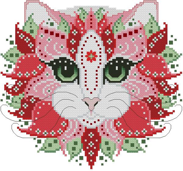 Colorful Cats: Poinsettia - Kitty & Me Designs