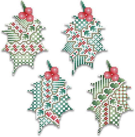 Crazy Holly Leaves Ornaments - Kitty & Me Designs