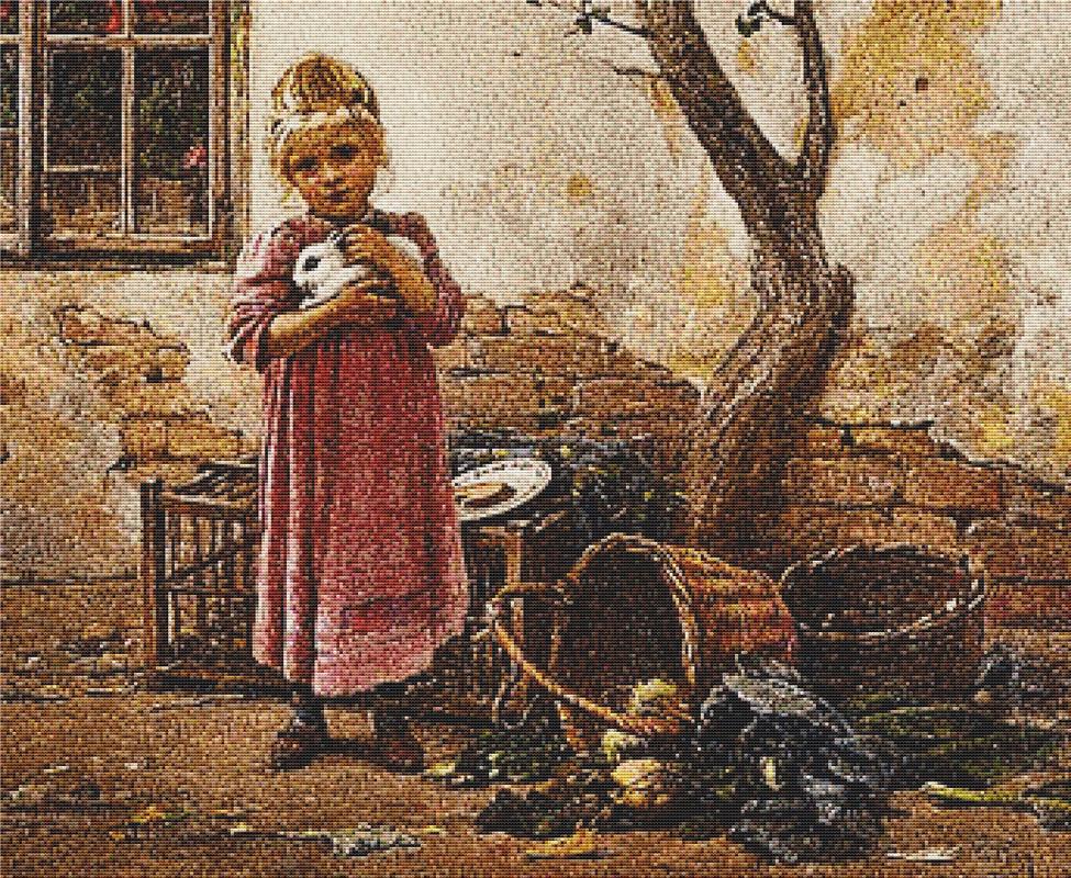 Blondes Mädchen Mit Kaninchen - X Squared Cross Stitch
