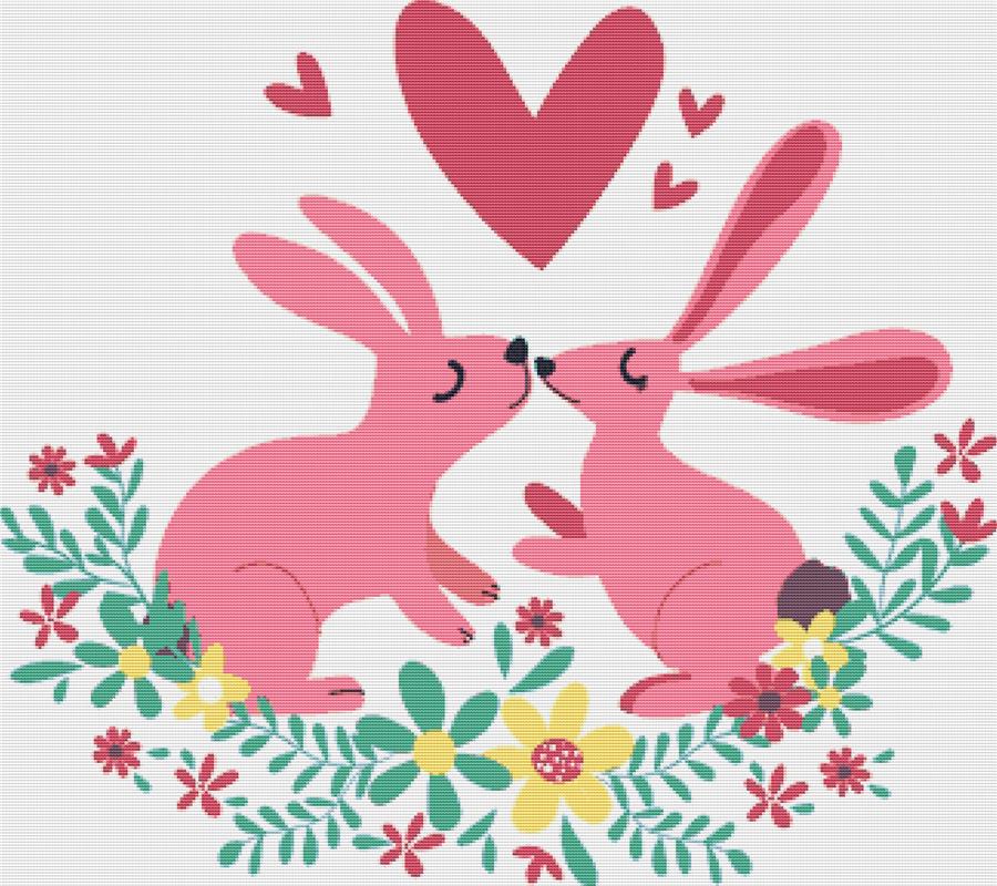 Pink Bunnies - X Squared Cross Stitch