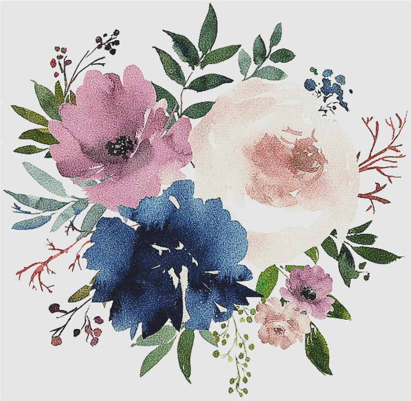 Navy And Mauve Arrangement I - X Squared Cross Stitch