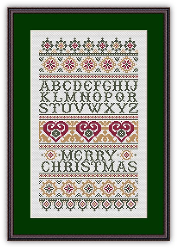 Merry Christmas Alphabet Sampler - Happiness Is  HeartMade