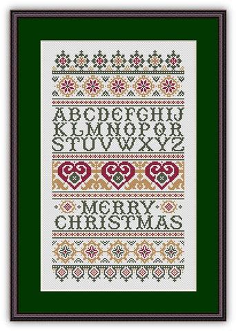 Merry Christmas Alphabet Sampler - Happiness Is  HeartMade