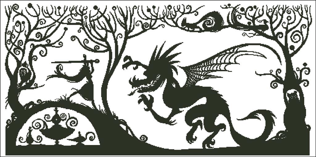 The Princess And The Dragon Silhouette - Charting Creations