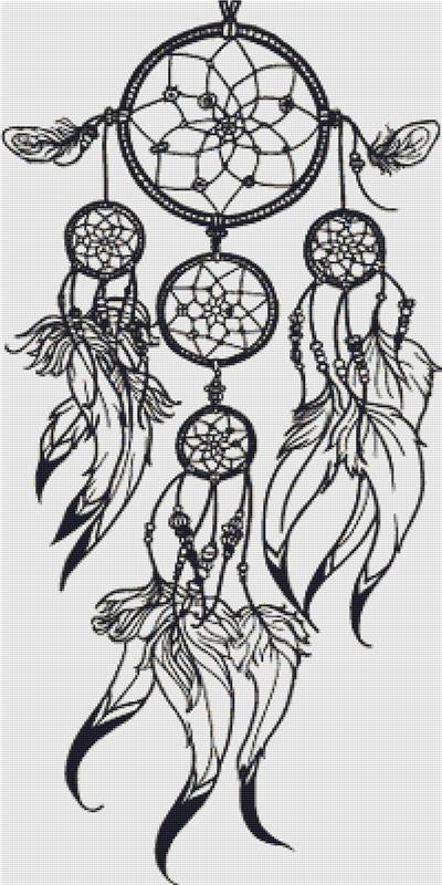 Black And White Dream Catcher - X Squared Cross Stitch