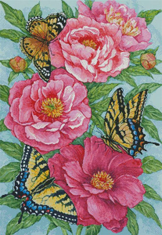 Peonies And Butterflies - Artecy Cross Stitch