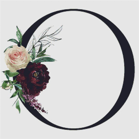 Blush And Wine Floral Zero - X Squared Cross Stitch