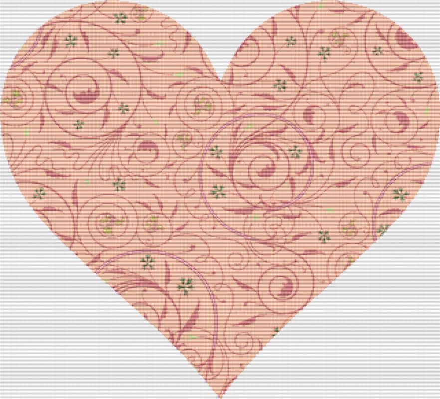 Decorative Apricot Heart - X Squared Cross Stitch