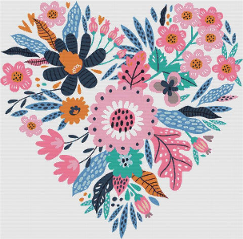 Floral Heart - X Squared Cross Stitch