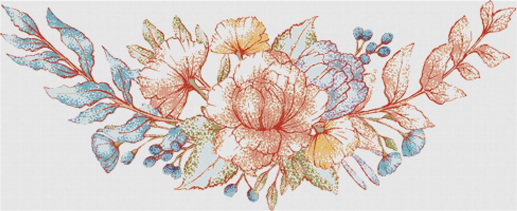 Vintage Watercolour Floral Banner - X Squared Cross Stitch