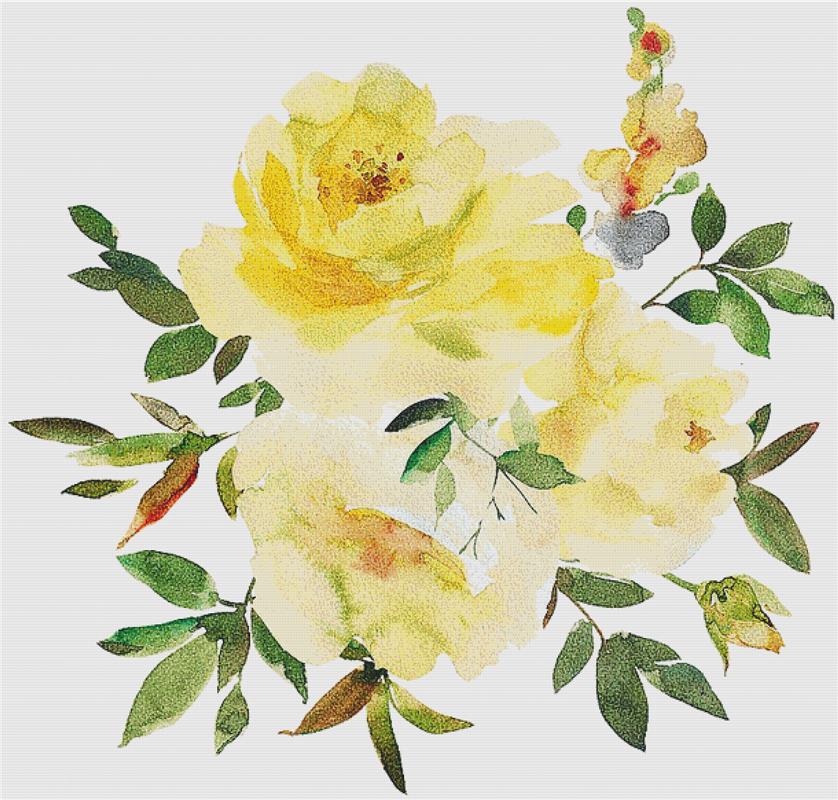 Yellow Rose Arrangement - X Squared Cross Stitch