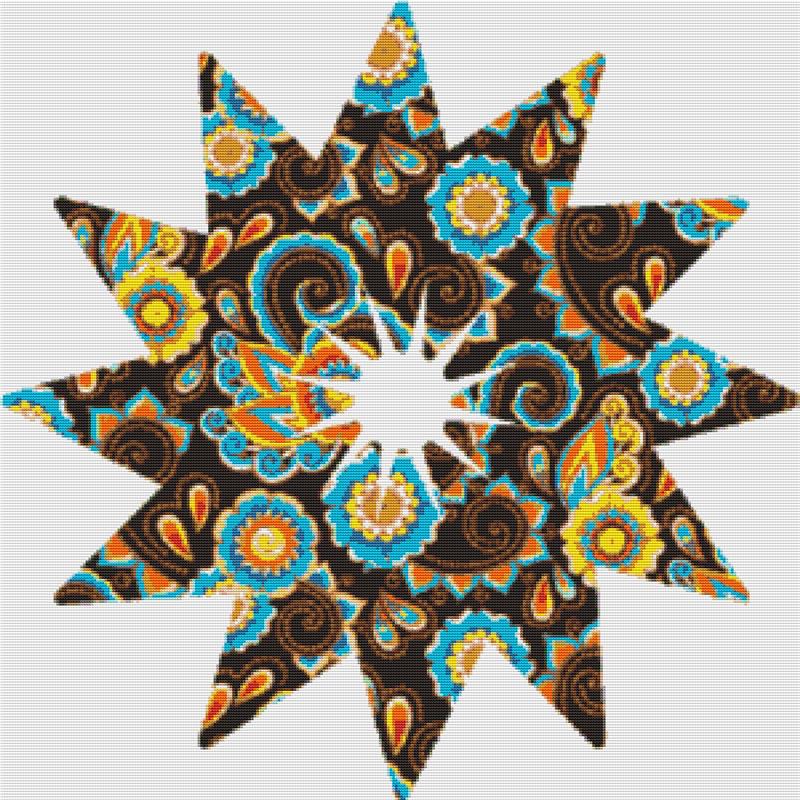 Brown Paisley Star I - X Squared Cross Stitch