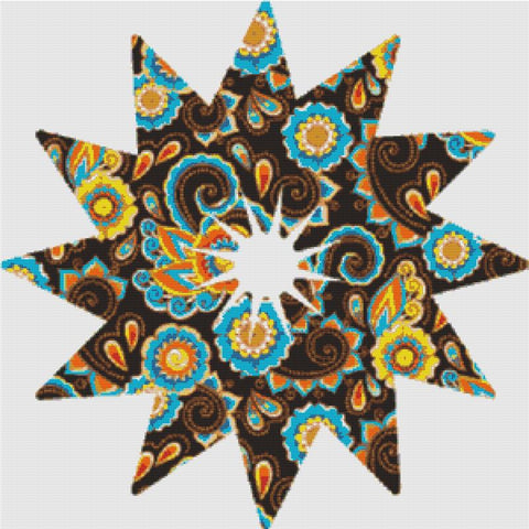 Brown Paisley Star I - X Squared Cross Stitch