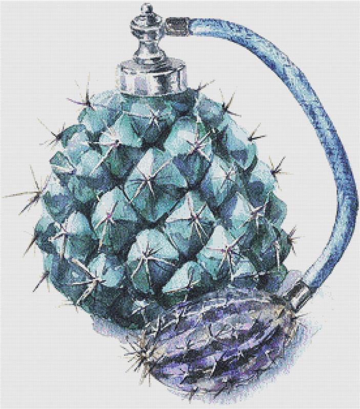 Cactus Perfume Bottle - X Squared Cross Stitch