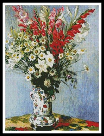 Bouquet Of Gladiolas, Lilies & Daisies - Artecy Cross Stitch
