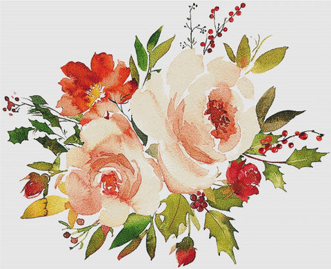 Red And Beige Christmas Arrangement I - X Squared Cross Stitch