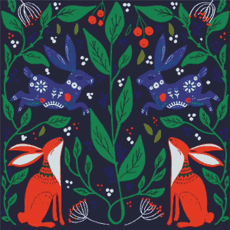 Colourful Scandinavian Folk Art - X Squared Cross Stitch