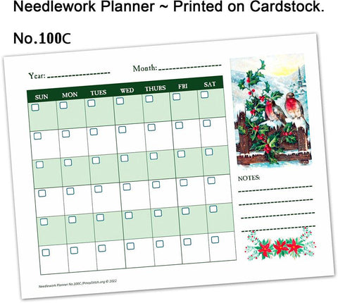 Planner Needlework Sheet No.100C Holiday Perpetual Monthly Calendar - PinoyStitch