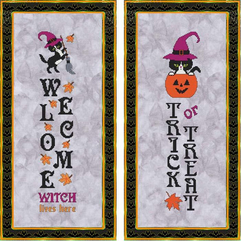 Halloween Welcome & Trick Or Treat - Cross Stitch Wonders