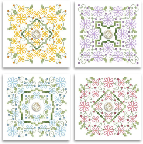 Little Daisies Biscornu Ornaments - Kitty & Me Designs