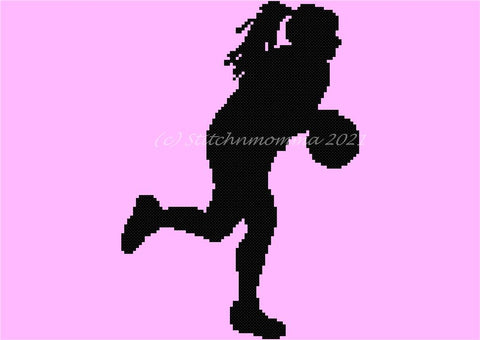 Female Basketball Player Silhouette #2 - Stitchnmomma