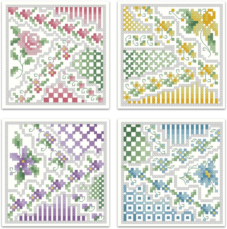 Crazy Quilt Biscornu Ornaments - Kitty & Me Designs
