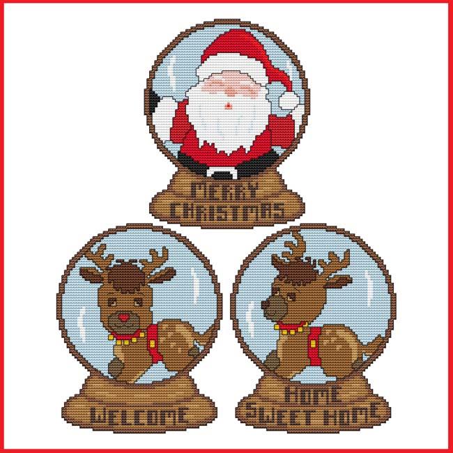 Christmas Snow Globes: Set 1 - Cross Stitch Wonders