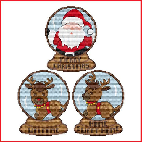 Christmas Snow Globes: Set 1 - Cross Stitch Wonders