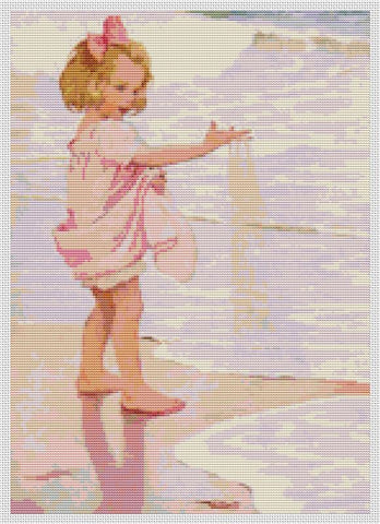 Young Girl In The Ocean Surf - Art of Stitch, The