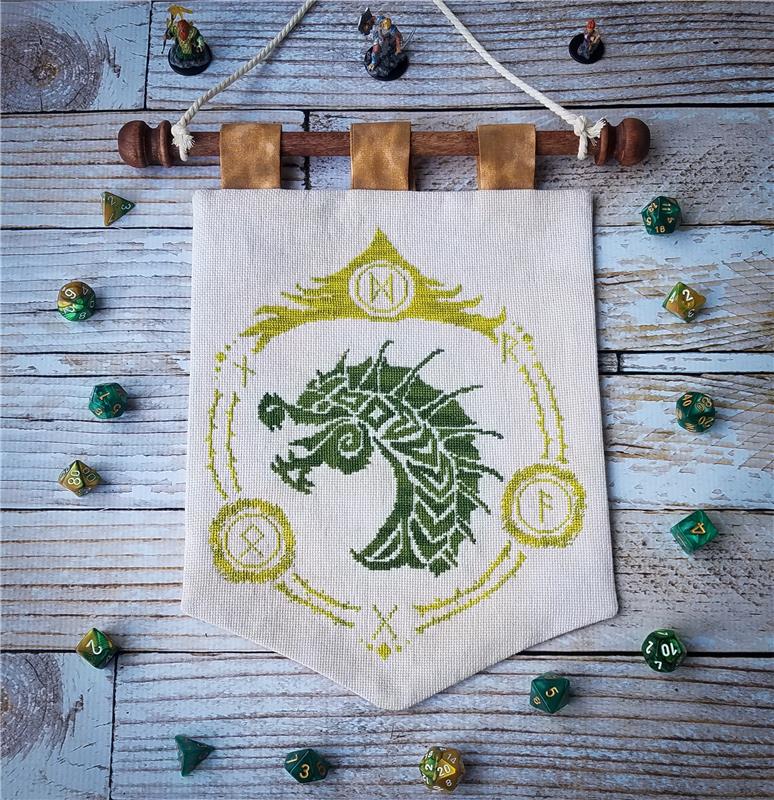 Runic Tribal Dragons: Green Dragon - Keb Studio Creations