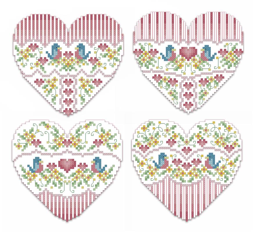 Little Bird Valentine Heart Ornaments - Kitty & Me Designs