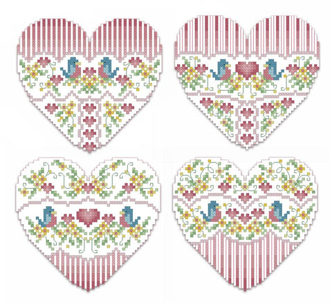 Little Bird Valentine Heart Ornaments - Kitty & Me Designs