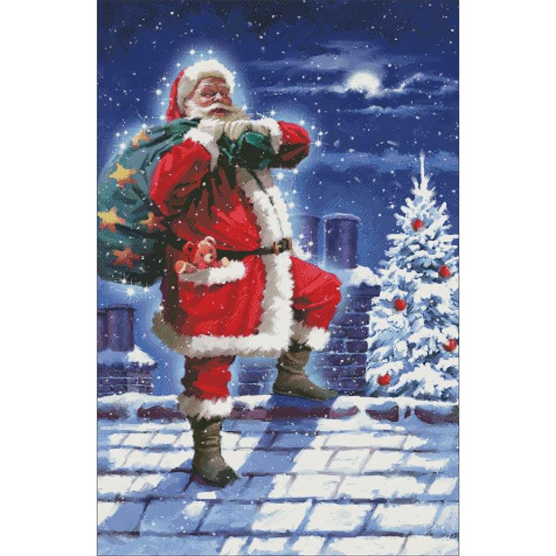 Santa On The Roof - Charting Creations