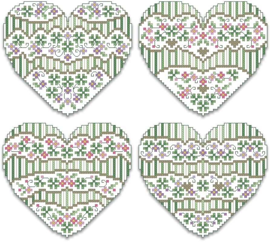 Crazy Shamrock Hearts Ornaments - Kitty & Me Designs