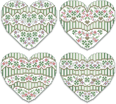 Crazy Shamrock Hearts Ornaments - Kitty & Me Designs