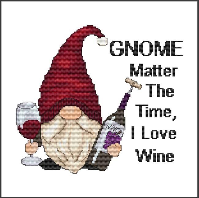 Wine Gnome - Cross Stitch Wonders