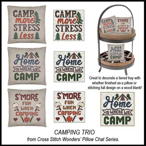 Pillow Chat: Camping Trio - Cross Stitch Wonders
