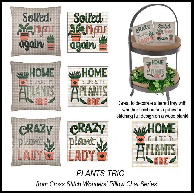 Pillow Chat: Plants Trio - Cross Stitch Wonders
