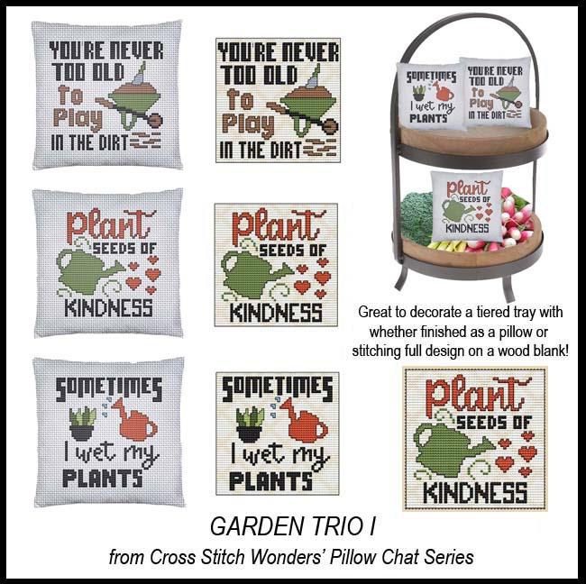 Pillow Chat: Garden Trio I - Cross Stitch Wonders