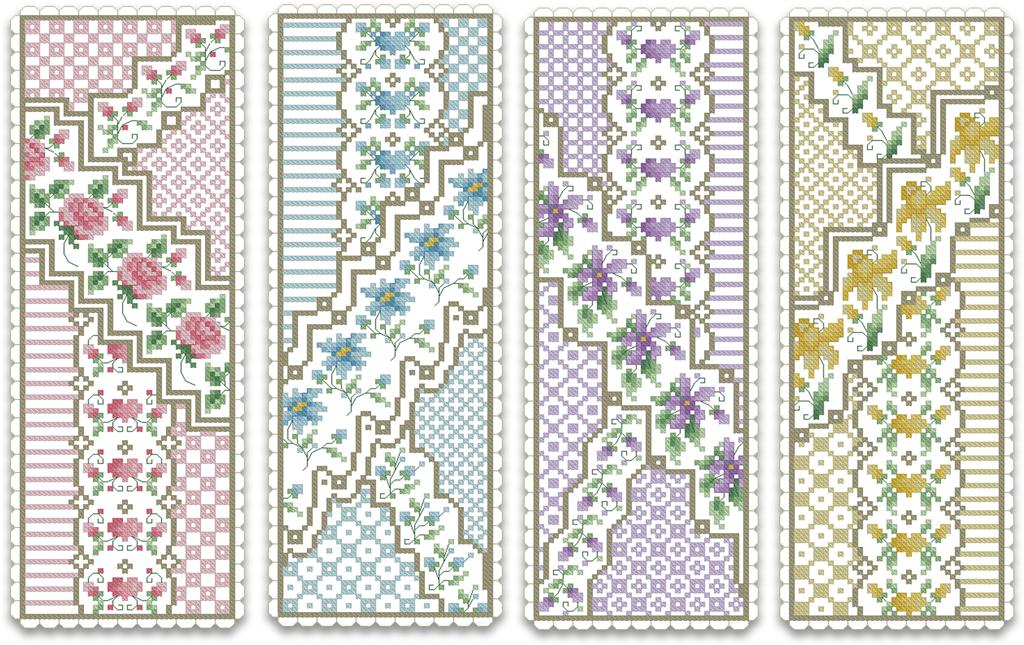 Crazy Floral Bookmarks - Kitty & Me Designs