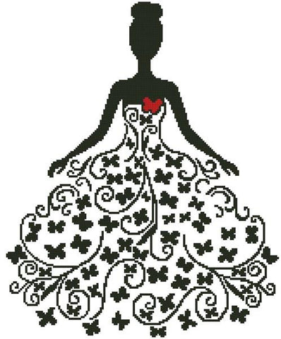 Woman Silhouette With Butterflies - Artecy Cross Stitch