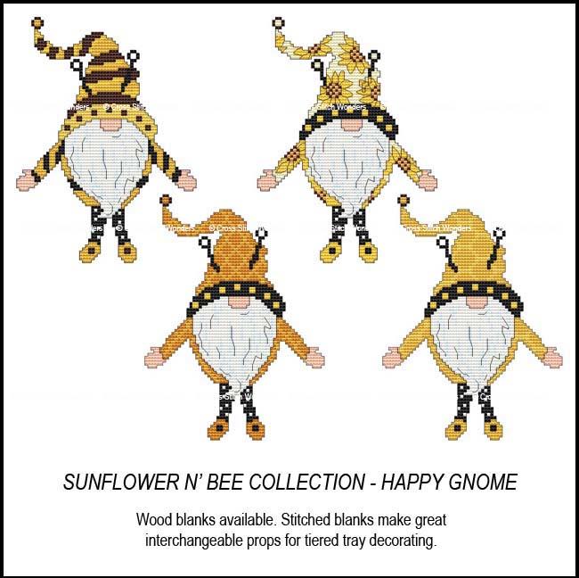 Sunflower N Bee Collection: Happy Gnome - Cross Stitch Wonders